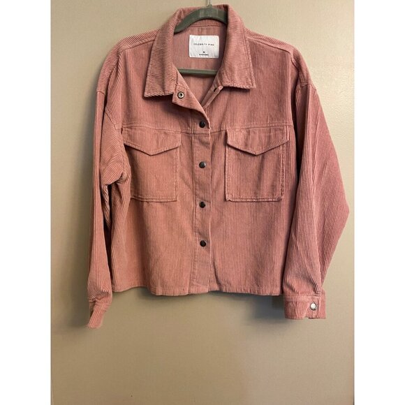 Celebrity Pink Jackets & Blazers - Celebrity Pink Women's Corduroy Jacket M Pink Cotton Snap Front Long Sleeves